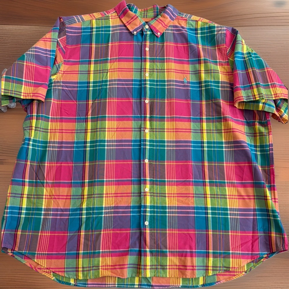 RALPH LAUREN Mens Multicolored Button Down Short Sleeve Shirt - Sz 3XB NWT